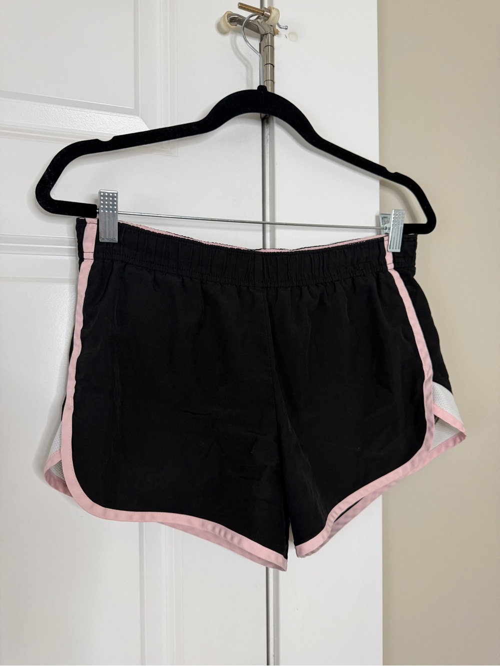 Nike Black Womens Athletic Shorts with Pink Trim
